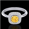 Image 1 : 1.16 ctw Citrine & Micro VS/SI Diamond Ring Halo 18k White Gold - REF-53X5A
