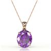 Image 2 : 9 ctw Amethyst Designer Solitaire Necklace 14k Rose Gold - REF-32F3M