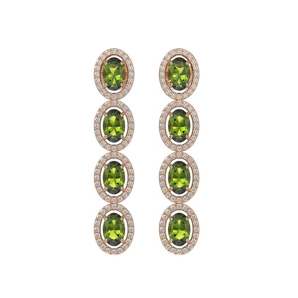 5.88 ctw Tourmaline & Diamond Micro Pave Halo Earrings 10k Rose Gold - REF-143X6A
