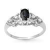 0.57 ctw Blue Sapphire & Diamond Ring 10k White Gold - REF-11F2M