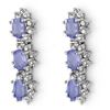 Image 2 : 4.38 ctw Tanzanite & Diamond Earrings 14k White Gold - REF-141F8M