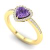 Image 2 : 1 ctw Amethyst & Micro Pave Ring Heart Halo 14k Yellow Gold - REF-25M2G