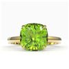 Image 1 : 6 ctw Cushion Cut Peridot Designer Stud Ring 18k Yellow Gold - REF-47M2G