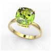 Image 2 : 6 ctw Cushion Cut Peridot Designer Stud Ring 18k Yellow Gold - REF-47M2G