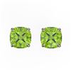 Image 1 : 4 ctw Cushion Cut Peridot Designer Stud Earrings 18k White Gold - REF-32A2N