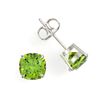 Image 2 : 4 ctw Cushion Cut Peridot Designer Stud Earrings 18k White Gold - REF-32A2N