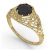 Image 2 : 1.0 ctw Black Certified Diamond Engagment Ring Art Deco 18k Yellow Gold - REF-50N6F