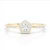 Image 1 : 40 ctw Micro Pave VS/SI Diamond Halo Solitaire Ring 18k Yellow Gold - REF-31N4F