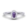 Image 1 : 0.45 ctw Amethyst & Micro Pave VS/SI Diamond Ring 18k White Gold - REF-22H8R