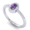 Image 2 : 0.45 ctw Amethyst & Micro Pave VS/SI Diamond Ring 18k White Gold - REF-22H8R