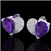 Image 1 : 2.50 ctw Amethyst & Micro Pave VS/SI Diamond Earrings 10k White Gold - REF-22H5R
