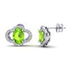 Image 2 : 3.50 ctw Peridot & Micro Pave VS/SI Diamond Earrings 10k White Gold - REF-45X4A