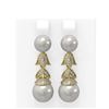Image 1 : 1.01 ctw Diamond & Pearl Earrings 18K Yellow Gold - REF-154W2H