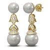 Image 2 : 1.01 ctw Diamond & Pearl Earrings 18K Yellow Gold - REF-154W2H
