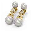 Image 3 : 1.01 ctw Diamond & Pearl Earrings 18K Yellow Gold - REF-154W2H