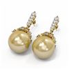 Image 3 : 2 ctw Diamond & Pearl Earrings 18K Yellow Gold - REF-161G3W