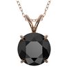 Image 1 : 2.09 ctw Fancy Black Diamond Solitaire Necklace 10k Rose Gold - REF-35A6N