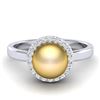 Image 1 : 0.25 ctw Micro Pave VS/SI Diamond & Golden Pearl Ring 18k White Gold - REF-41H6R