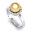 Image 2 : 0.25 ctw Micro Pave VS/SI Diamond & Golden Pearl Ring 18k White Gold - REF-41H6R