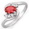 Image 1 : 0.50 ctw Pink Tourmaline & Diamond Ring 14k White Gold - REF-18M5G