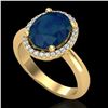 Image 2 : 3 ctw Sapphire & Micro Pave VS/SI Diamond Ring 18k Yellow Gold - REF-46M5G