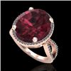 Image 2 : 10 ctw Garnet & Micro Pave VS/SI Diamond Certified Ring 14k Rose Gold - REF-55M2G