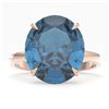 Image 1 : 9 ctw London Blue Topaz Designer Engagment Ring 14k Rose Gold - REF-39G6W