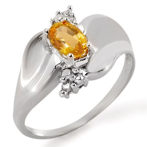 0.79 ctw Yellow Sapphire & Diamond Ring 18k White Gold - REF-37A3N