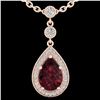Image 2 : 2.25 ctw Garnet & Micro VS/SI Diamond Necklace Designer 14k Rose Gold - REF-30G8W