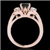 Image 2 : 1.45 ctw Certified VS Black Diamond 3 Stone Ring 10k Rose Gold - REF-53R2K