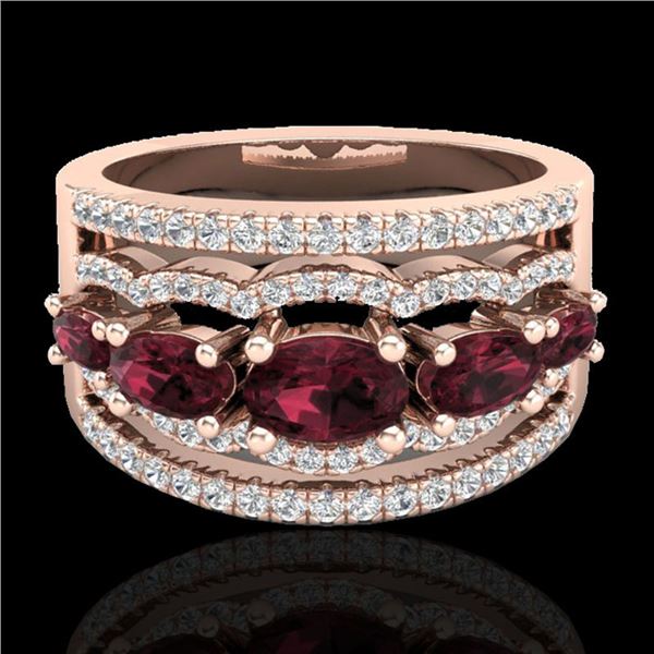 2.25 ctw Garnet & Micro Pave VS/SI Diamond Designer Ring 10k Rose Gold - REF-81H8R