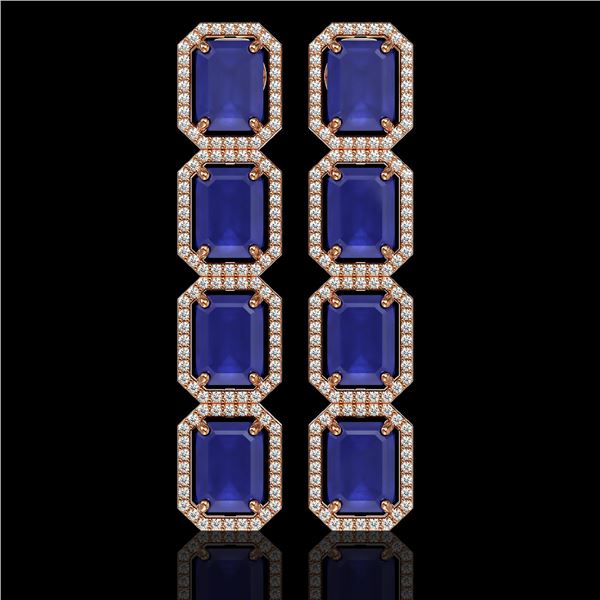 20.59 ctw Sapphire & Diamond Micro Pave Halo Earrings 10k Rose Gold - REF-213W8H