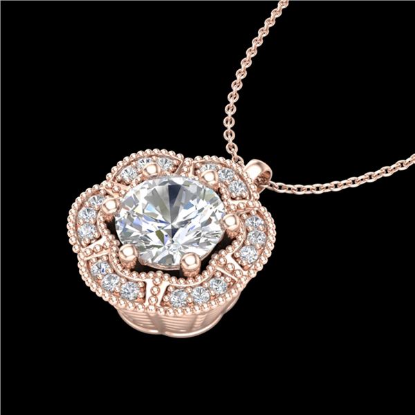 1.01 ctw VS/SI Diamond Solitaire Art Deco Stud Necklace 18k Rose Gold - REF-245W5H