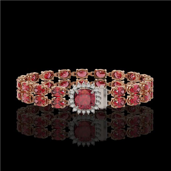 17.35 ctw Tourmaline & Diamond Bracelet 14K Rose Gold - REF-245F5M