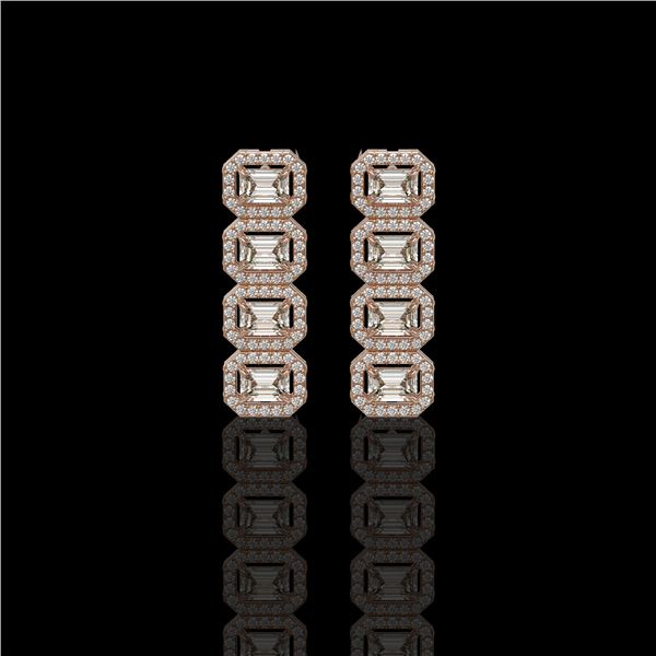 3.84 ctw Emerald Cut Diamond Micro Pave Earrings 18K Rose Gold - REF-459H8R