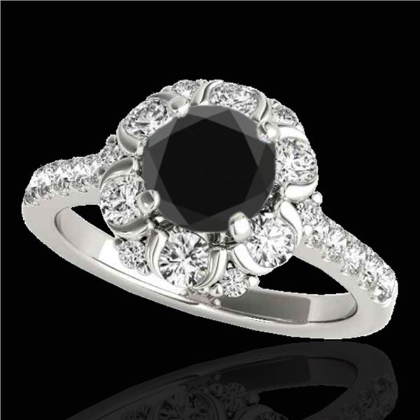 2.05 ctw Certified VS Black Diamond Solitaire Halo Ring 10k White Gold - REF-75R2K