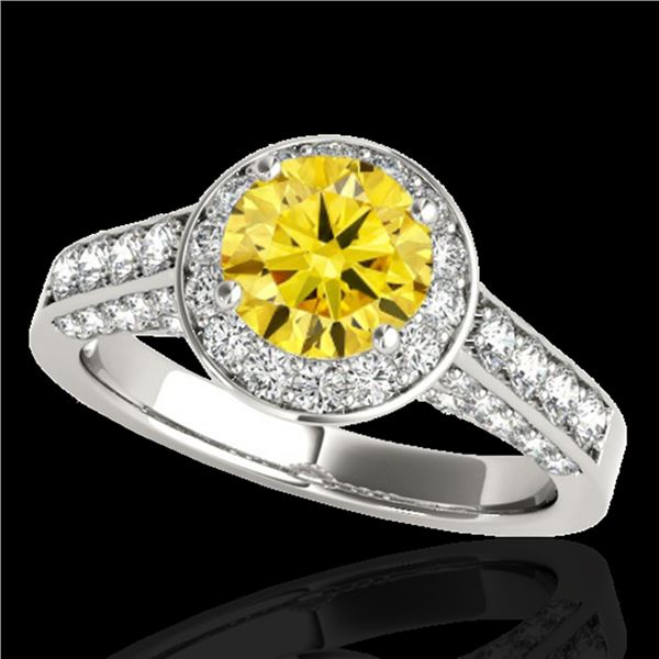 1.8 ctw Certified SI/I Fancy Intense Yellow Diamond Ring 10k White Gold - REF-218N2F
