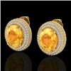 Image 1 : 8 ctw Citrine & Micro Pave VS/SI Diamond Earrings 18k Yellow Gold - REF-151H6R