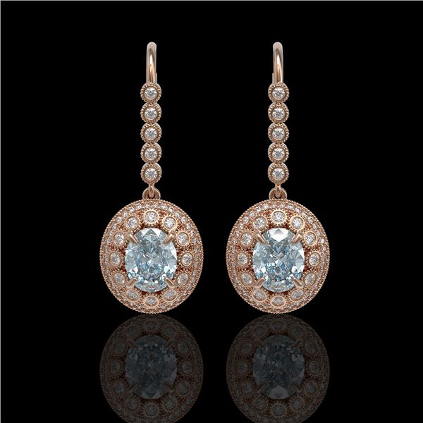 7.65 ctw Aquamarine & Diamond Victorian Earrings 14K Rose Gold - REF-250W5H