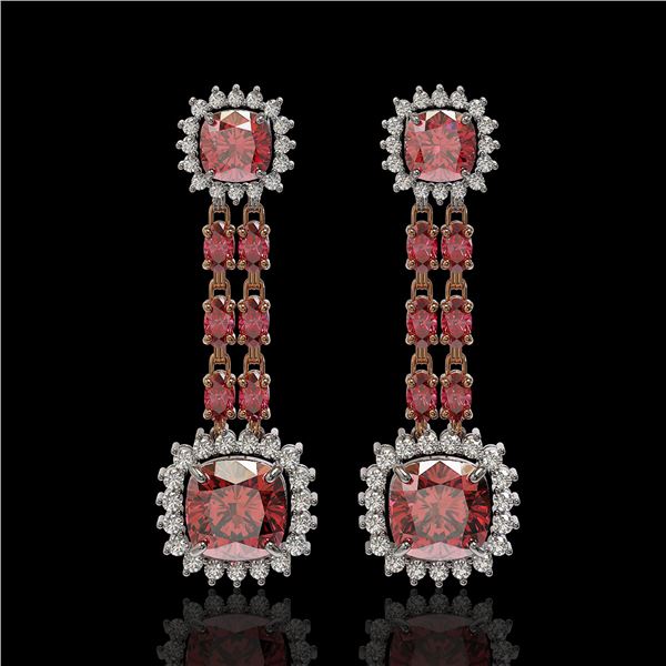 18.38 ctw Tourmaline & Diamond Earrings 14K Rose Gold - REF-435H5R