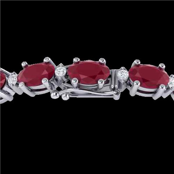 30.8 ctw Ruby & VS/SI Certified Diamond Eternity Bracelet 10k White Gold - REF-245X5A