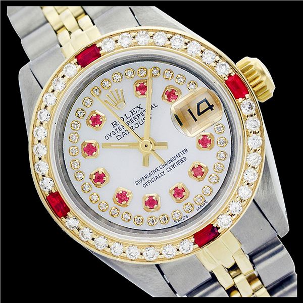 Rolex Ladies Two Tone 14K Gold/SS, Diam/Ruby Dial & Diam/Ruby Bezel, Sapphire Crystal