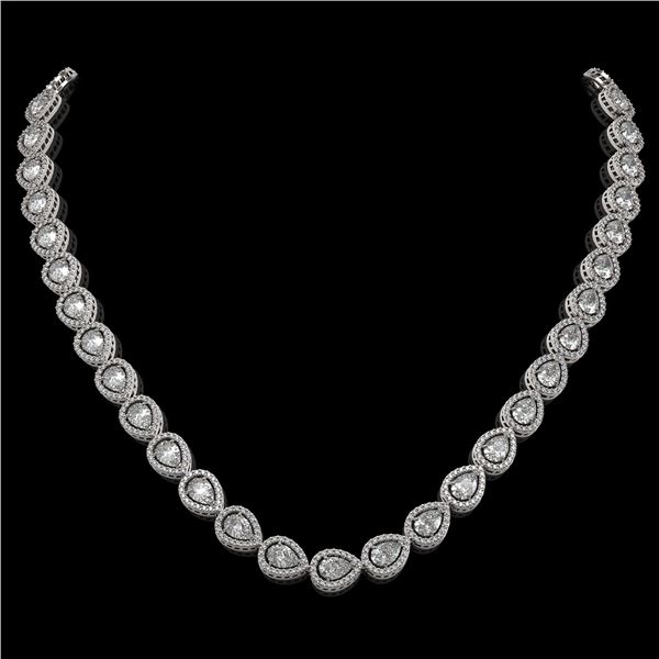 28.74 ctw Pear Cut Diamond Micro Pave Necklace 18K White Gold - REF-3951A8N