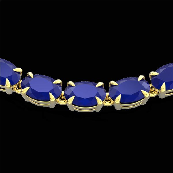 40 ctw Sapphire Eternity Tennis Necklace 14k Yellow Gold - REF-218F2M