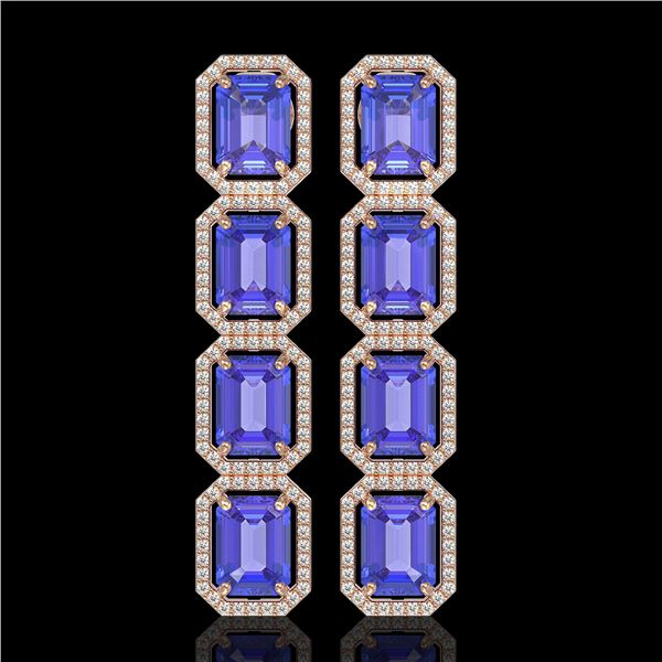 19.39 ctw Tanzanite & Diamond Micro Pave Halo Earrings 10k Rose Gold - REF-418F5M