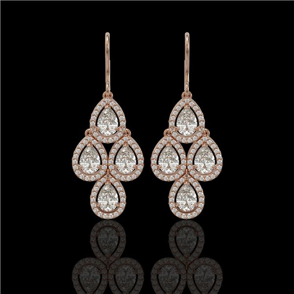 5.22 ctw Pear Cut Diamond Micro Pave Earrings 18K Rose Gold - REF-727Y2X