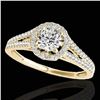 Image 1 : 1.3 ctw Certified Diamond Solitaire Halo Ring 10k Yellow Gold - REF-177Y3X