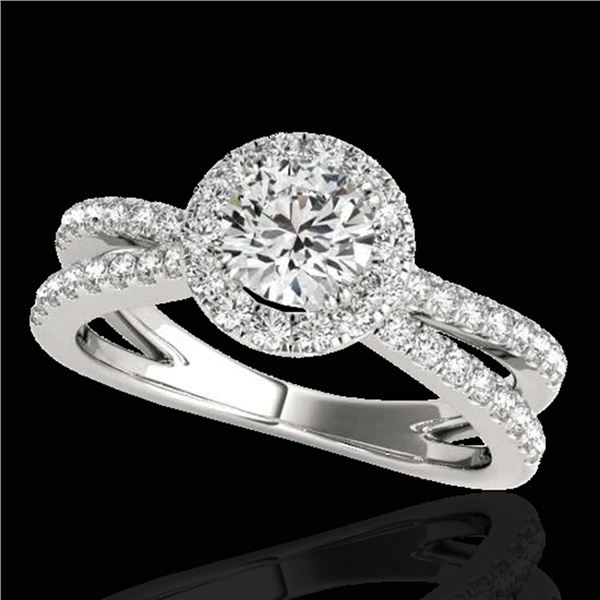 1.55 ctw Certified Diamond Solitaire Halo Ring 10k White Gold - REF-210G2W