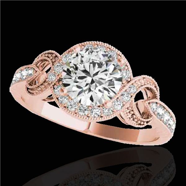 1.33 ctw Certified Diamond Solitaire Halo Ring 10k Rose Gold - REF-190M9G