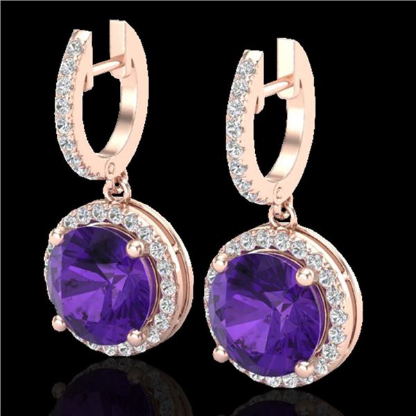 4 ctw Amethyst & Micro Pave VS/SI Diamond Designer 14k Rose Gold - REF-78Y2X